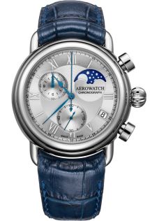 A 78100 AA03 Aerowatch 1942 Moon Phase Chronograph Quartz A 78100 AA03