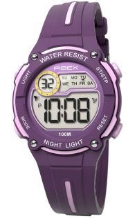 FIBEX76IP005 Lasten vesitiivis kello violetti sekuntikellolla | FIBEX76IP005