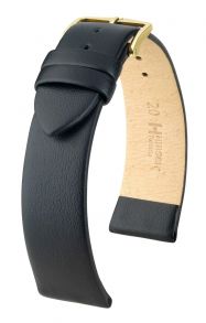 03702150-1-06 Hirsch Toronto Black Leather Strap 6mm Gold Buckle without Quick Release 03702150-1-06