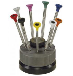 218557 Bergeon 30081-S9 Rotatable Stand with 10 Scewdrivers Ø 0.5 - 2.5 mm 218557