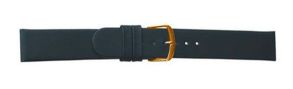 685118G Falkenlund Deluxe Beco Watch Strap Classic Black Calf Leather 18mm Gold Plated Buckle 685118G