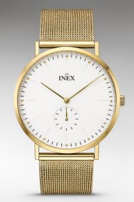 A69517-1D4I INEX Gold Mesh Minimalist Watch – White Dial