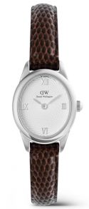 ADW00100888 Ophelia Mini Dark Brown Lizard White Guilloché Silver DW00100888
