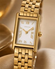 CTW1803 Carrie Taylor Petite Golden Rectangular White Dial 19mm