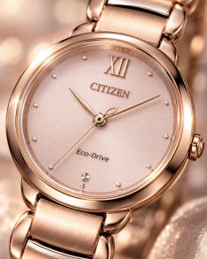 EM0922-81X Citizen Ladies Rosegolden Solar Sapphire with Diamond 28mm