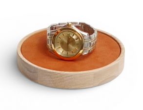 MO2301 MORELUND Watchmat in Natural Wood/Cognac Leather MO2301