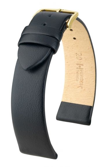 Hirsch Toronto Black Leather Strap 6mm Gold Buckle without Quick Release 03702150-1-06