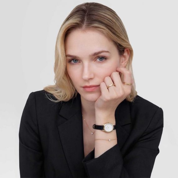 Daniel Wellington Ophelia Mini Black Lizard White Guilloché Gold DW00100890