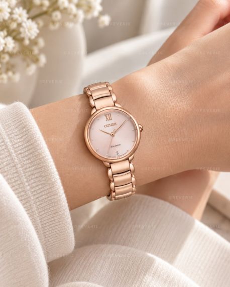 Citizen Ladies Rosegolden Solar Sapphire with Diamond 28mm