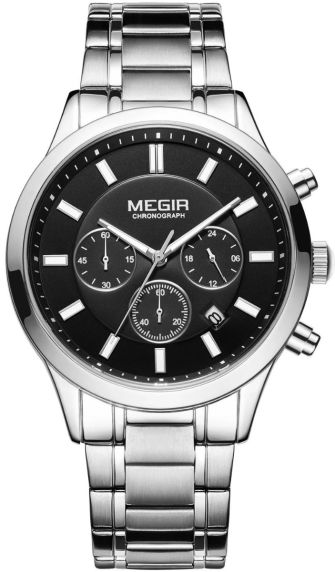 Megir Classic Mens Chronograph Steel Black 2150